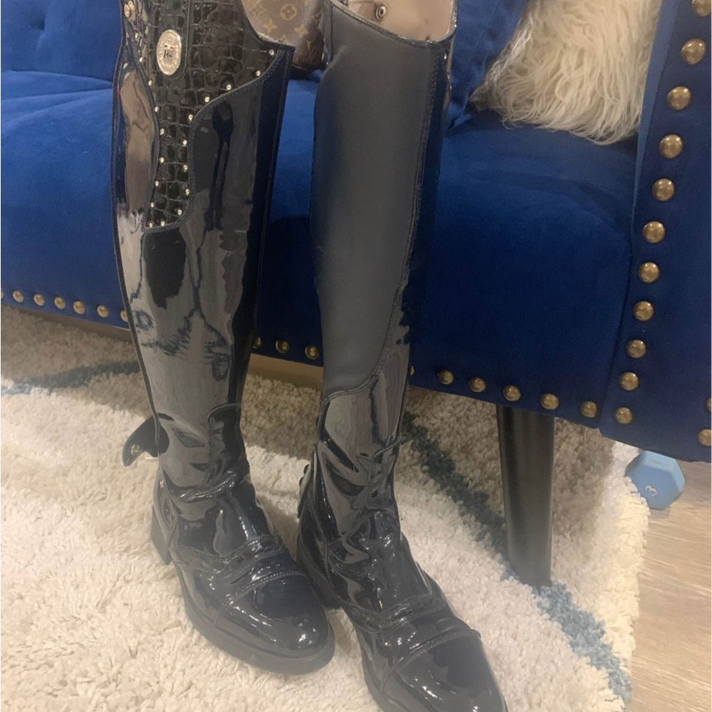 Patten leather Midnight Blue Riding/Dressage Boots sz 6.5